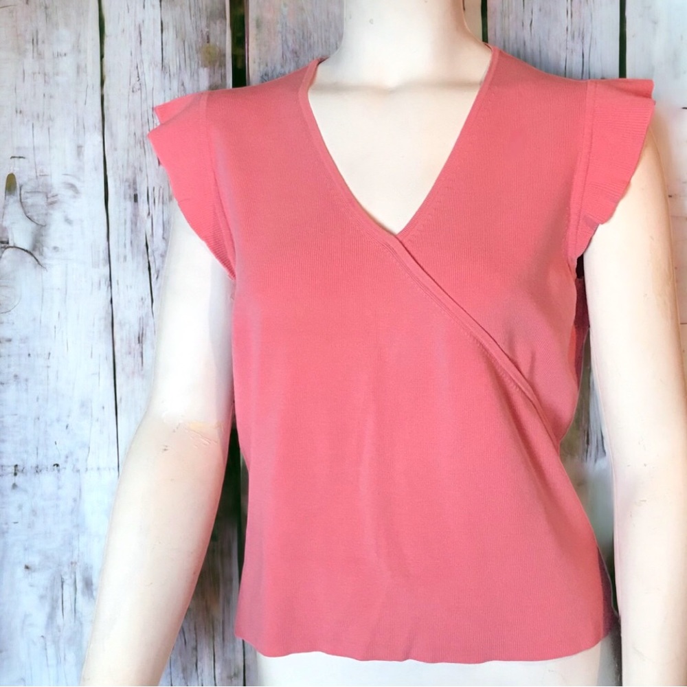 90’s Vintage Silk Blend Cropped Surplice V-Neck Capped Sleeve Sweater
